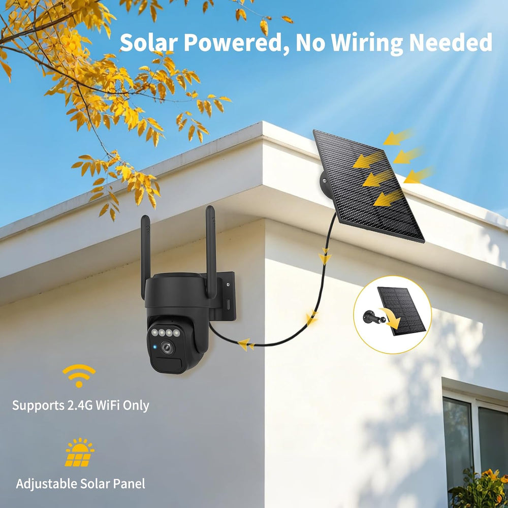 WY-LINK 360° Solar Security Cameras Wireless Outdoor WiFi for Home 2 Packs
