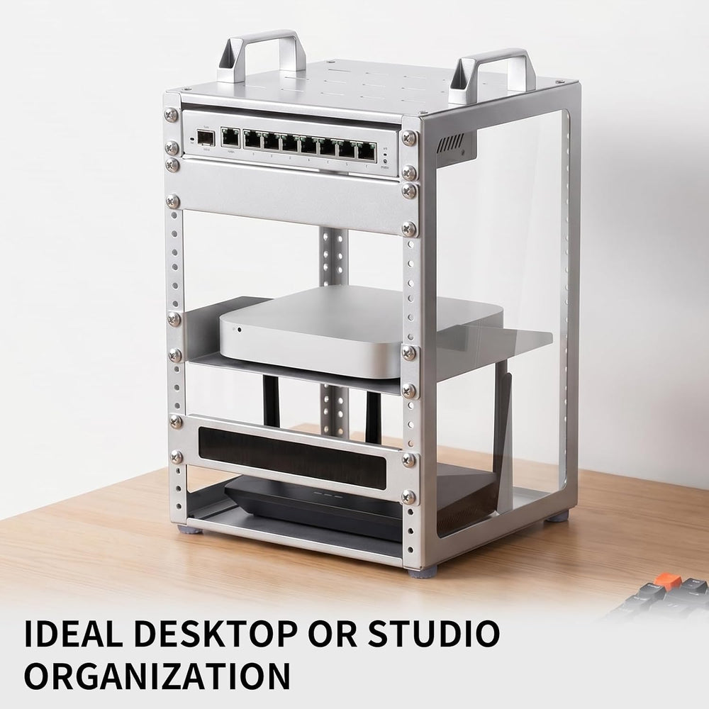 8U 10 Inch Network Rack, 9.45 Inch Deep Desktop Mini Stackable Server Rack