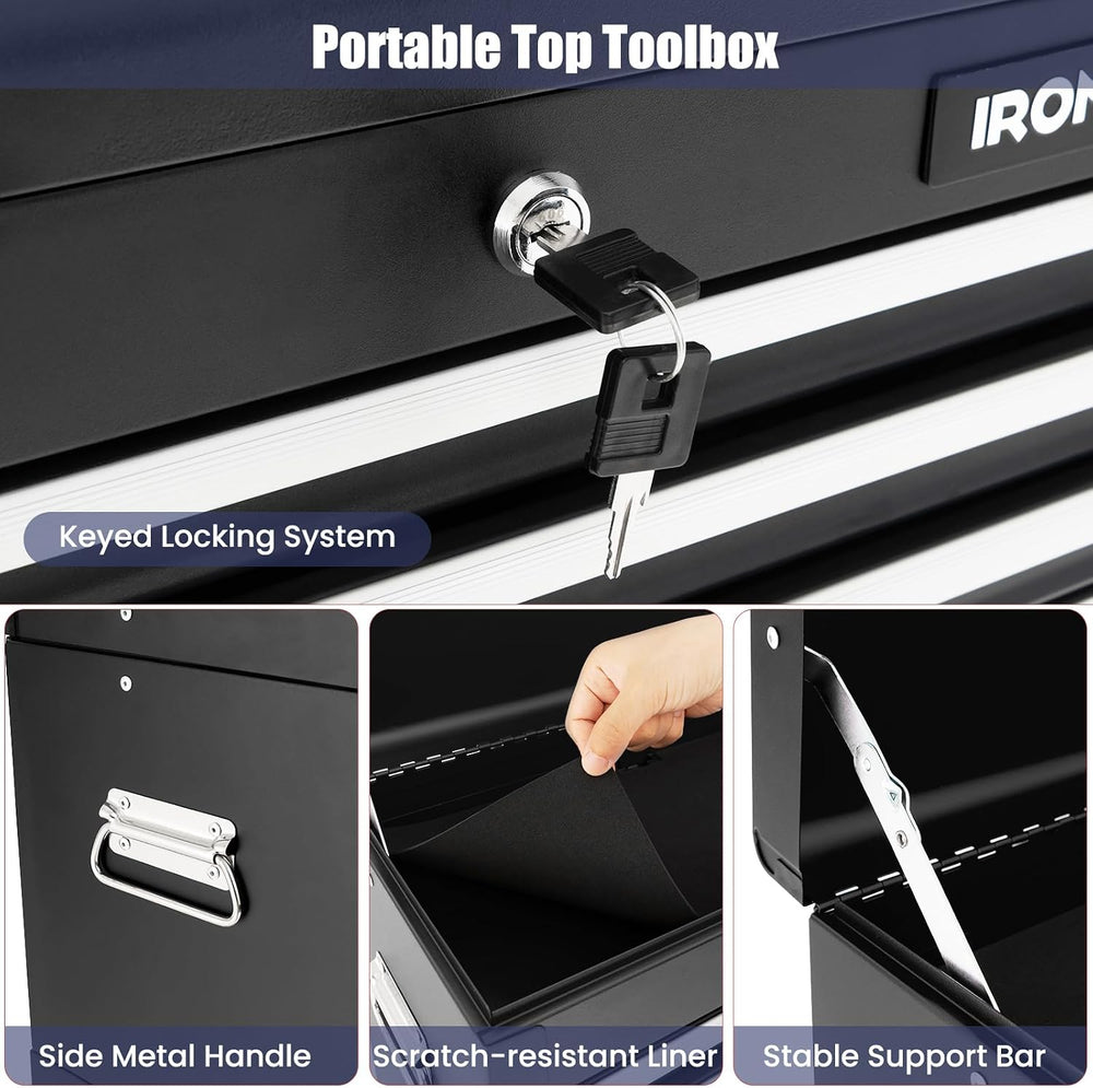 IRONMAX 6 Drawers Rolling Tool Chest, 2 in 1 Detachable Tool Chest, Black