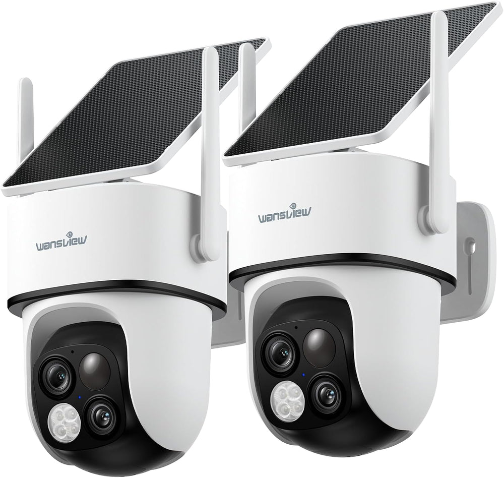 wansview Security Cameras Wireless Outdoor, Dual Lens PTZ, 2.4G, B7 2Pack