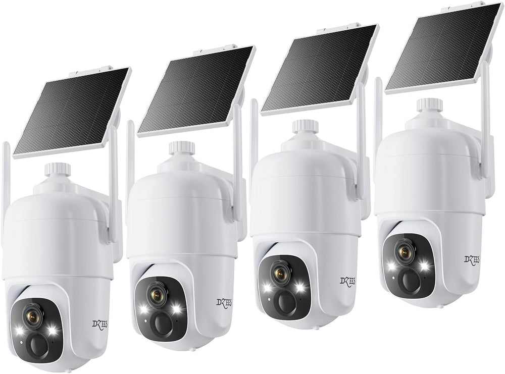 Dzees Solar Security Cameras Wireless Outdoor, 2K Battery Powered Security (4...