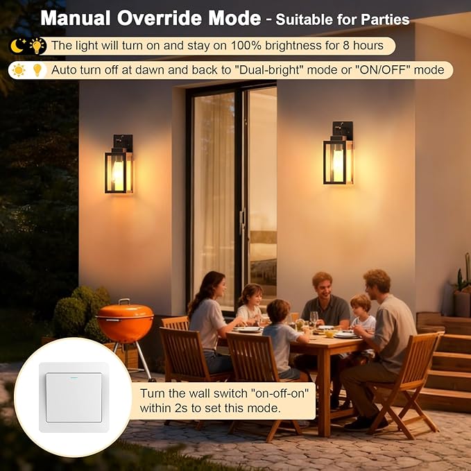 LTBLIGHT 2-Pack Motion Sensor Outdoor Wall Light Fixtures, Modern Black Dusk to