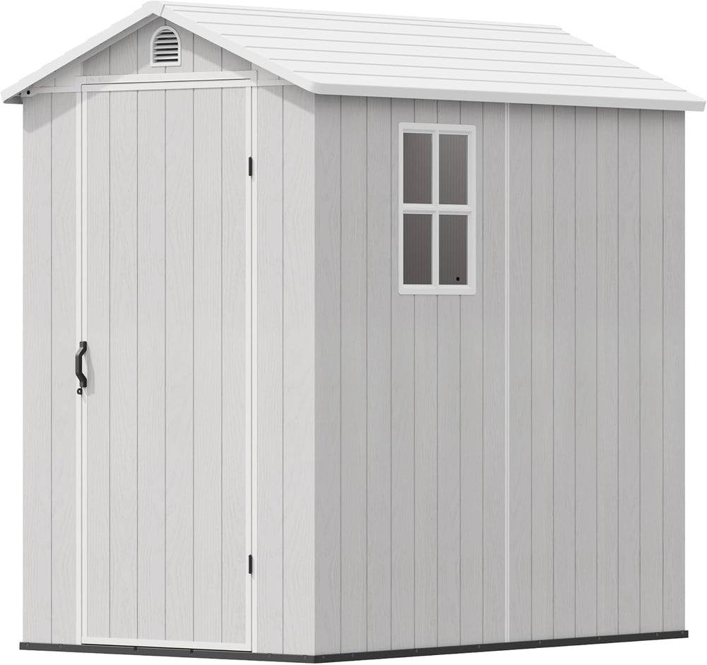 Devoko 4×6 FT Resin Storage Sheds with Floor, Light Gray