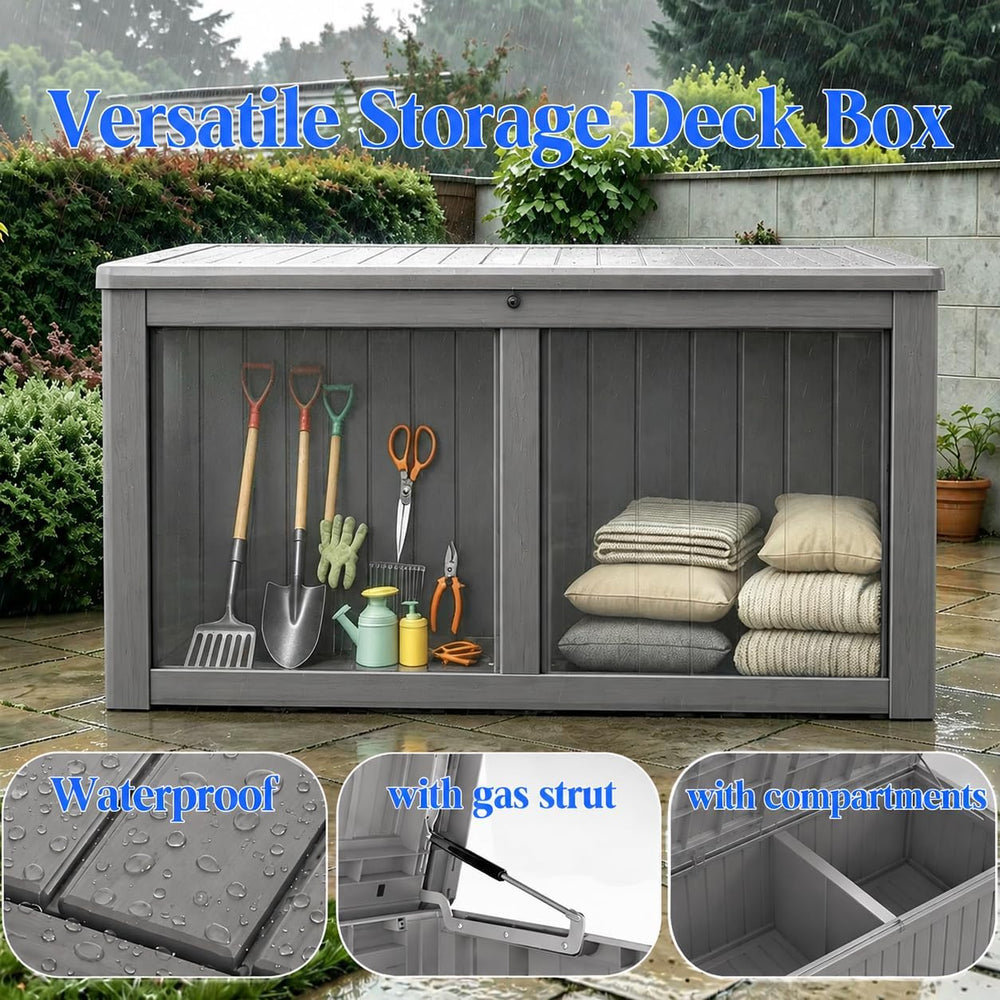 Outdoor Deck Storage Box,Waterproof,Grey,220 Gallon