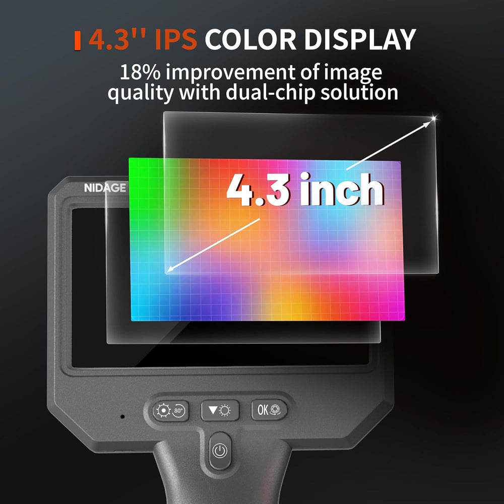 Dual Lens Endoscope Camera with Light, 1920P Industrial Borescope