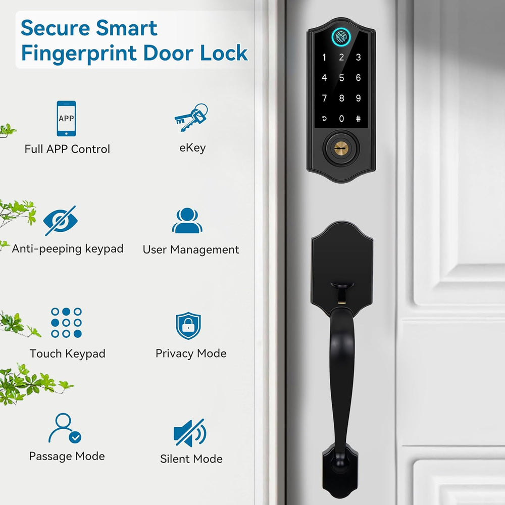 Fingerprint Smart Door Lock Front Door with Handle Set App Control