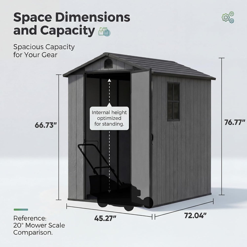 Devoko 4×6 FT Resin Storage Sheds with Floor, Dark Gray