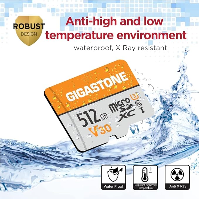 GIGASTONE 512GB Micro SD Card, for Surveillance, Security Camera, Action Camera