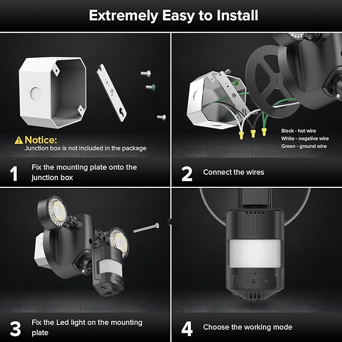 SANSI 25W 3000LM Motion Sensor Outdoor Security Lights, 5000K Daylight