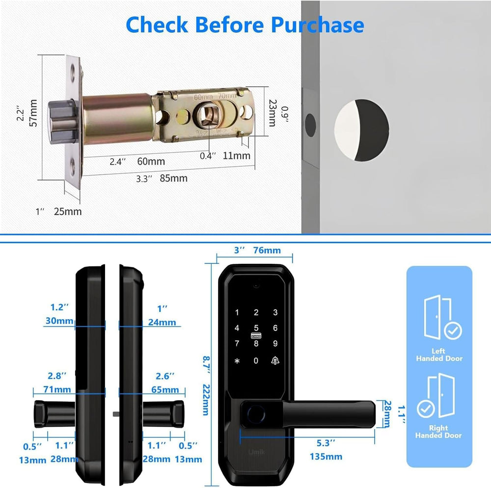 UMIKSMART WiFi Smart Door Lock with Camera, Fingerprint Keypad, App Control