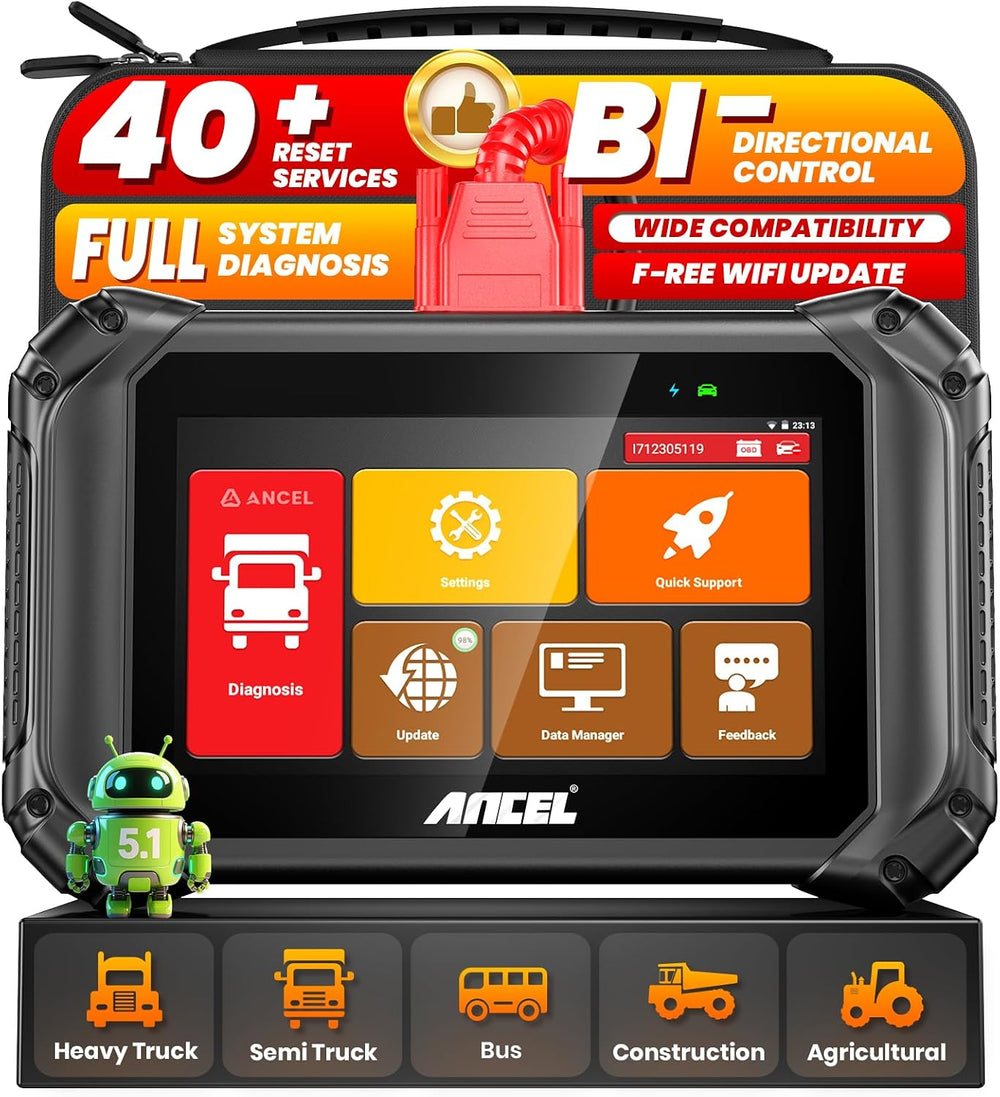 ANCEL V5 HD PRO Heavy Duty Truck Scanner, New Bi-Directional Control Diesel