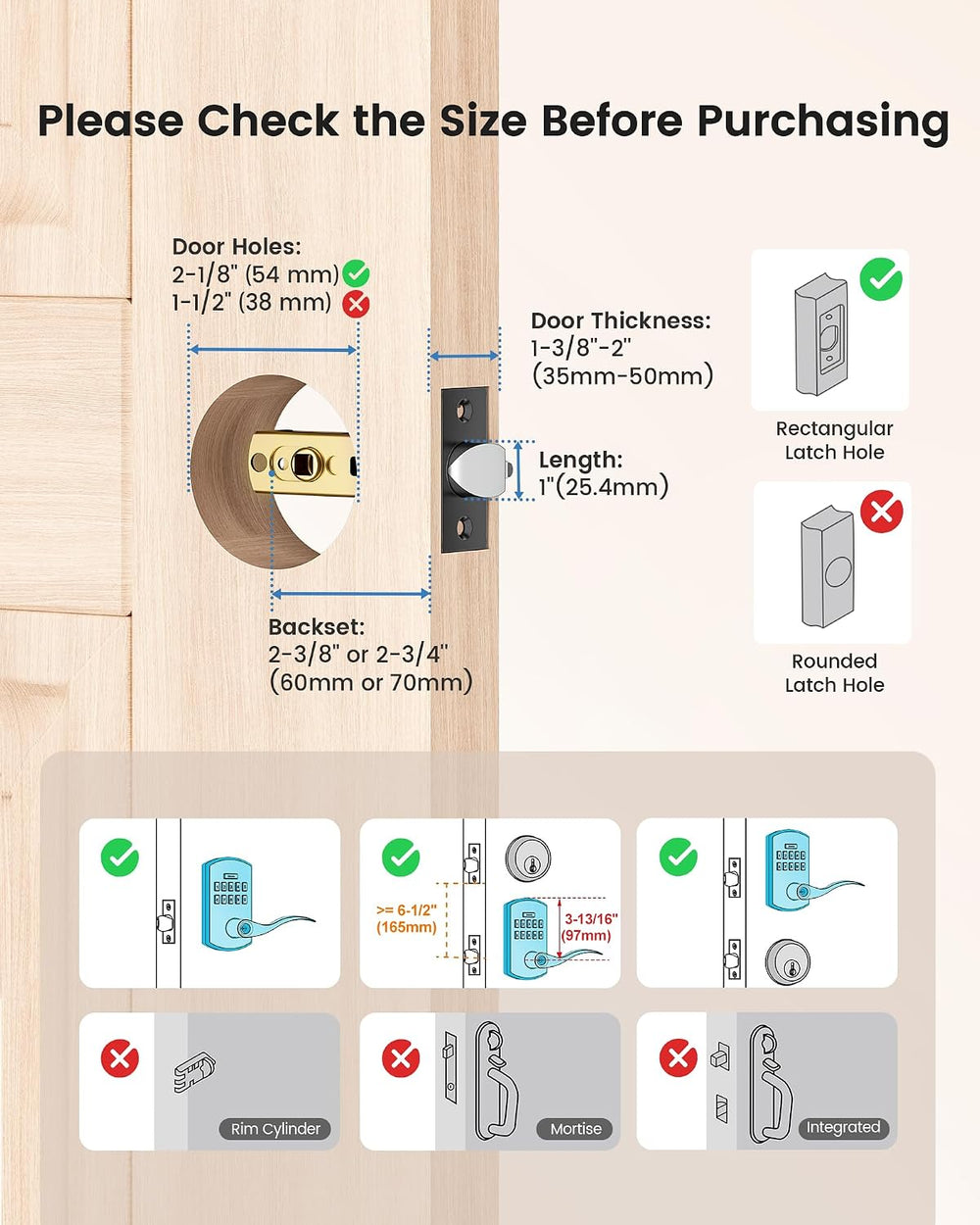 Keypad Smart Door Lock Handle Keyless Entry Electronic Satin Nickel 2 Pack