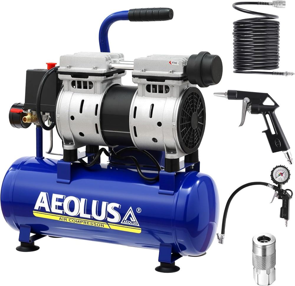 9L Ultra Quiet Air Compressor, 115PSI for Pneumatic Tools