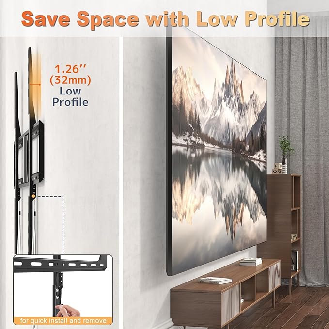 PUTORSEN 37-140'' Heavy Duty TV Wall Mount, Low Profile Fixed TV Wall...