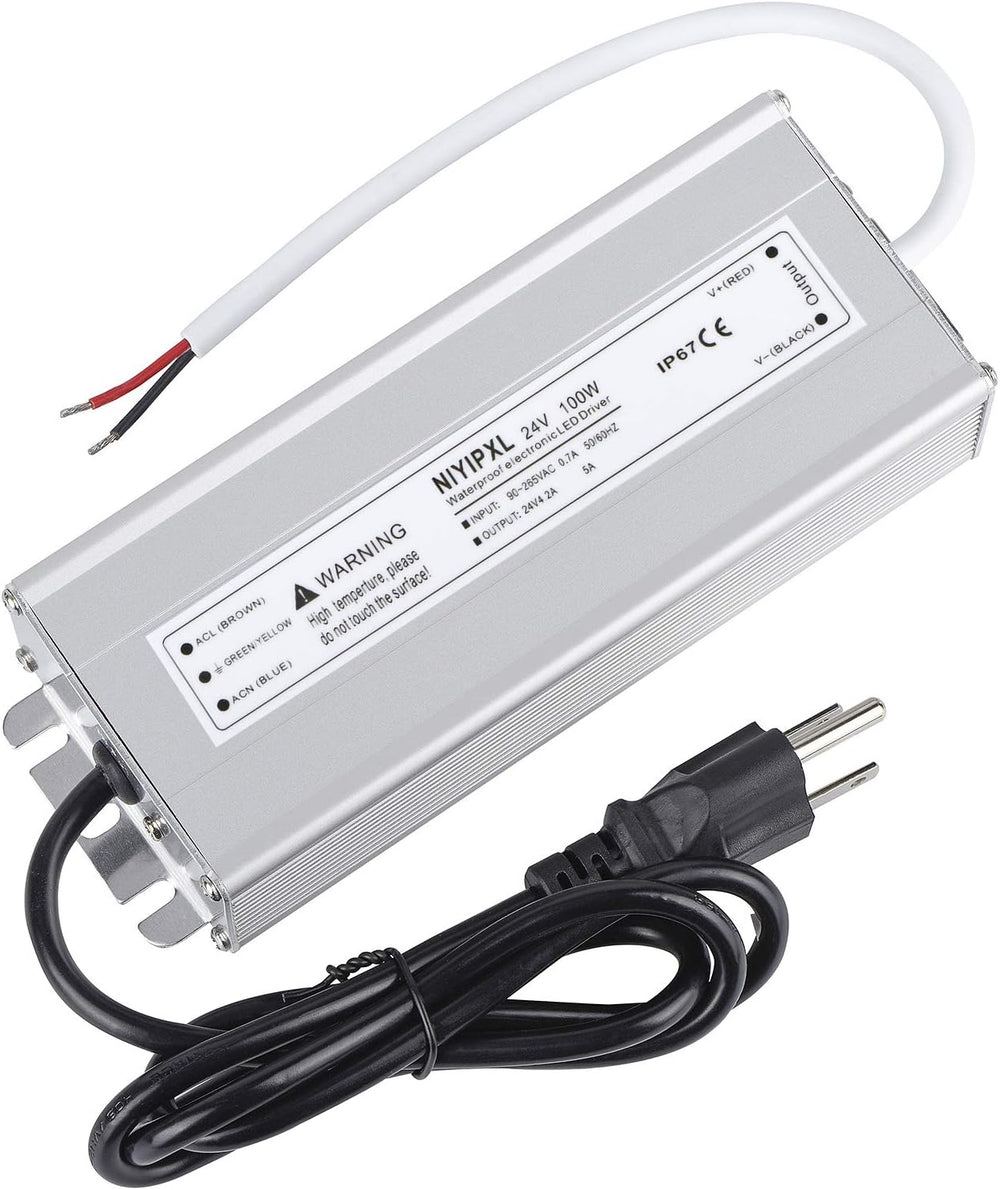 LED Driver 100 Watts 24V DC Low Voltage Transformer， Waterproof IP67 LED Power