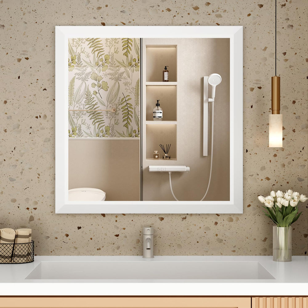 SMIROR Matte White Bathroom Mirror