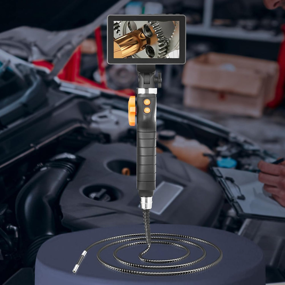 VEVOR 2-Way Articulating Borescope Camera with Light & 5" Screen
