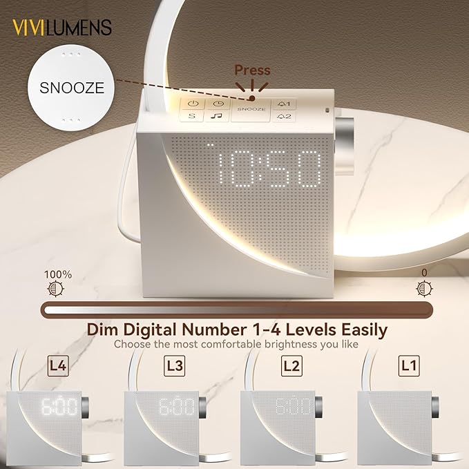 Vivilumens Sunrise Digital Alarm Clock, Sleep Aid Timer