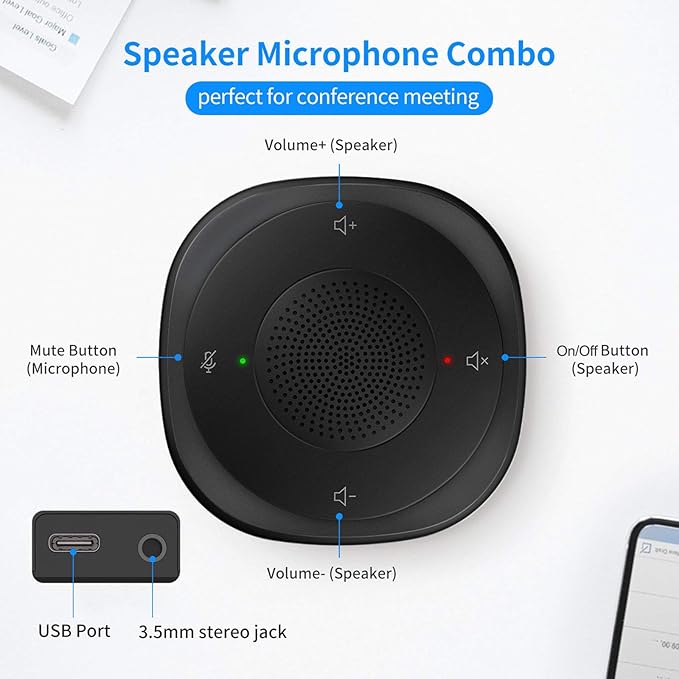 USB Speakerphone Microphone, Conference Speaker Omnidirectional Computer Mic