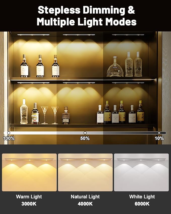 Pak Under Cabinet Lights, Rechargeable Motion Sensor Light Indoor, Wireless a...