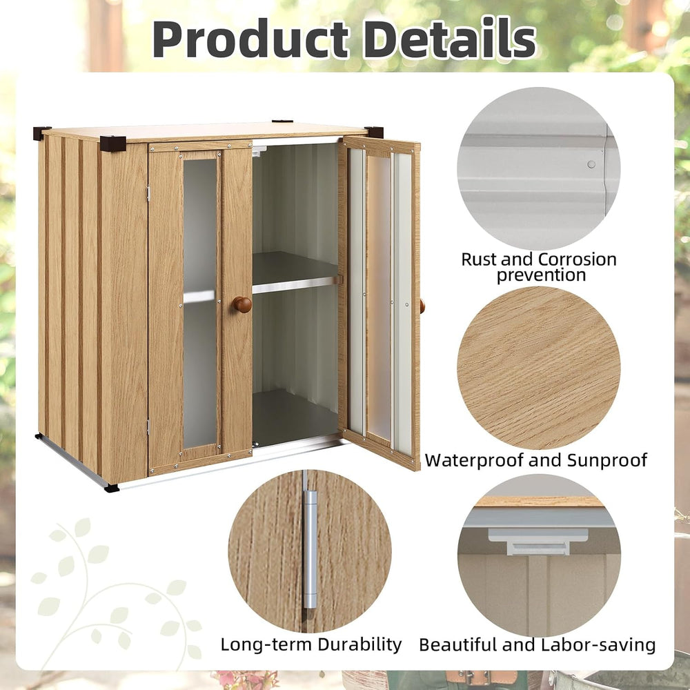 AECOJOY Outdoor Storage Cabinet Waterproof with Floor & Adjustable Shelves