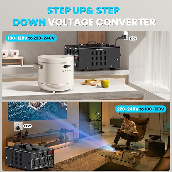 6000W Voltage Converter Transformer Step Up/Down Converter 110/120 Volt