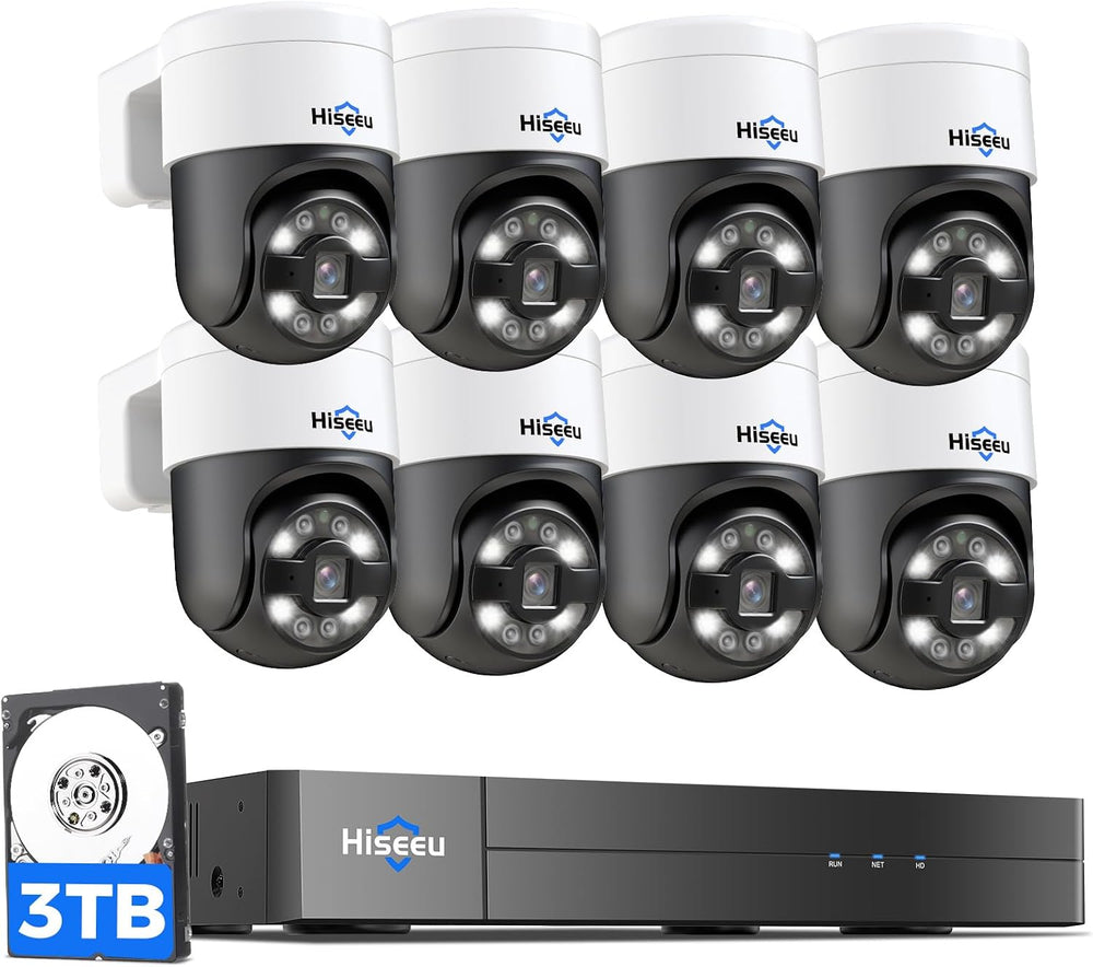 【Human Tracking+300°Pan 90°Tilt】 Hiseeu 4K PoE Security Camera System, Wired ...