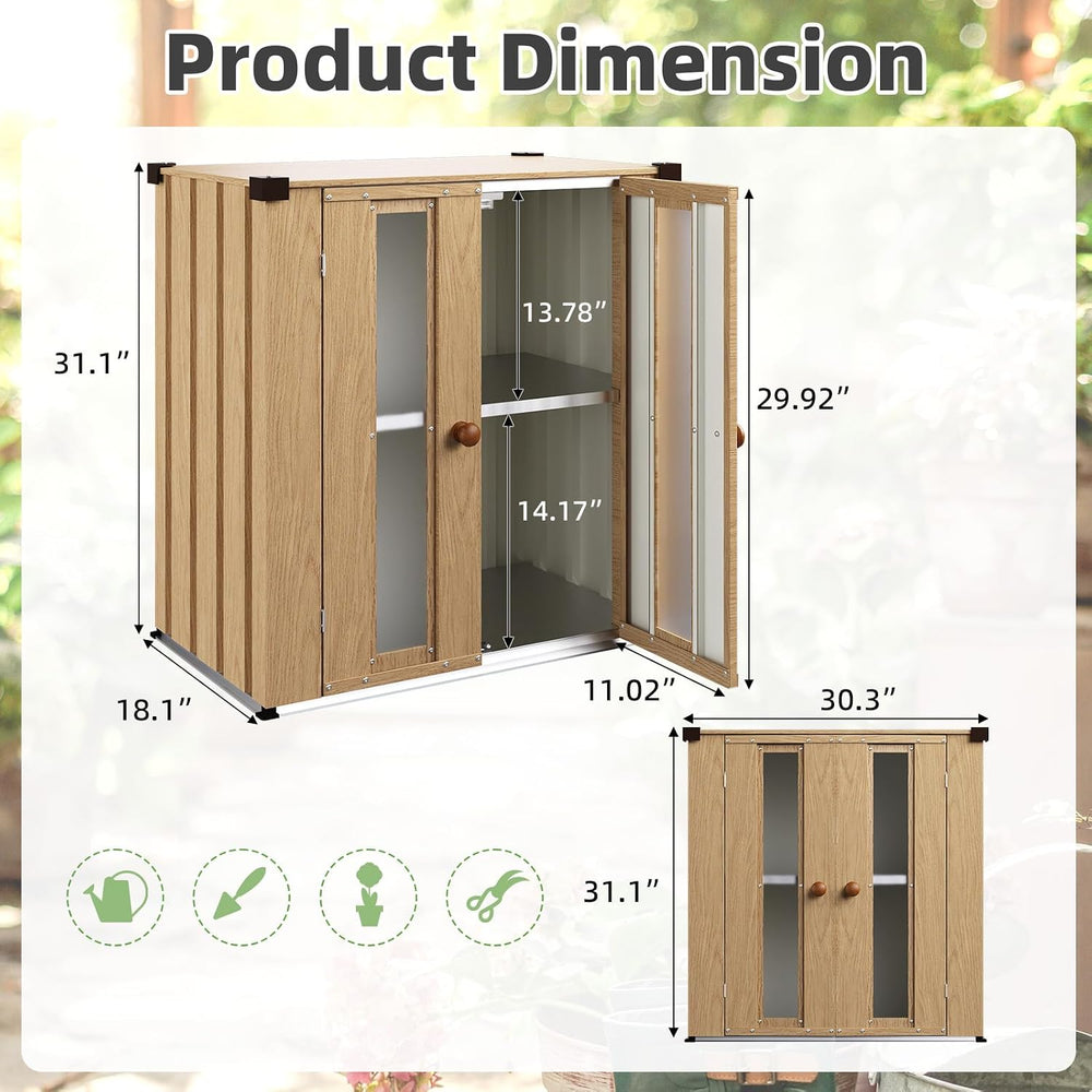 AECOJOY Outdoor Storage Cabinet Waterproof with Floor & Adjustable Shelves