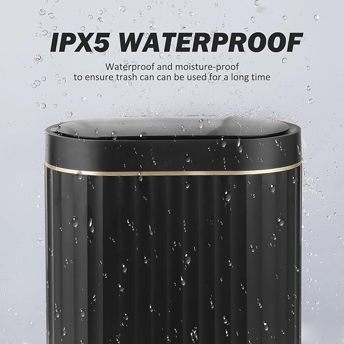 ELPHECO Black Bathroom Trash Can