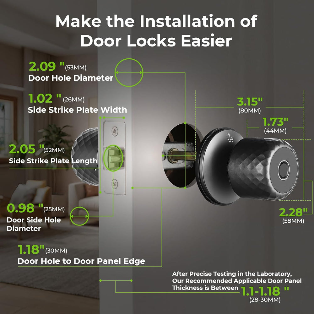 𝐅𝐢𝐧𝐠𝐞𝐫𝐩𝐫𝐢𝐧𝐭 𝐊𝐞𝐲𝐩𝐚𝐝 Door Lock, Smart Biometric Door Knob Support 15M App Contr...