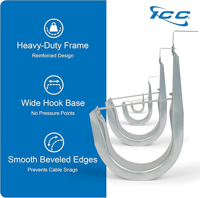 ICC Ceiling Mount J Hook 1 5/16” Without Retainer Clip – Galvanized Steel Cab...