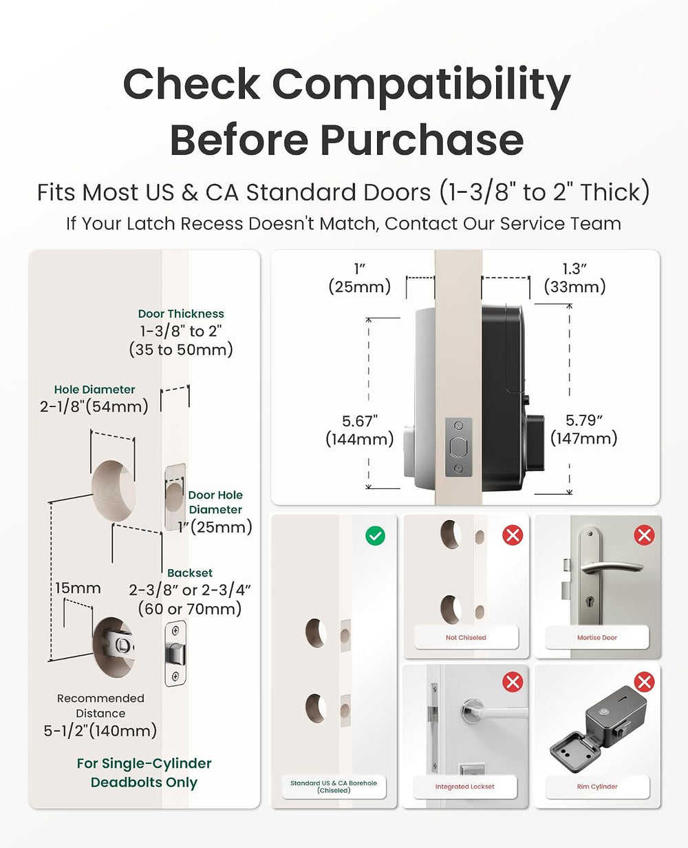 DESLOC Smart Door Lock B200, Smart Deadbolt Lock, Keyless Entry Door Lock