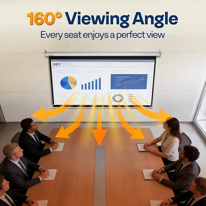 VIVOHOME 100 Inch 16:9 Pull Down Projector Screen, HD 4K Retractable Movie