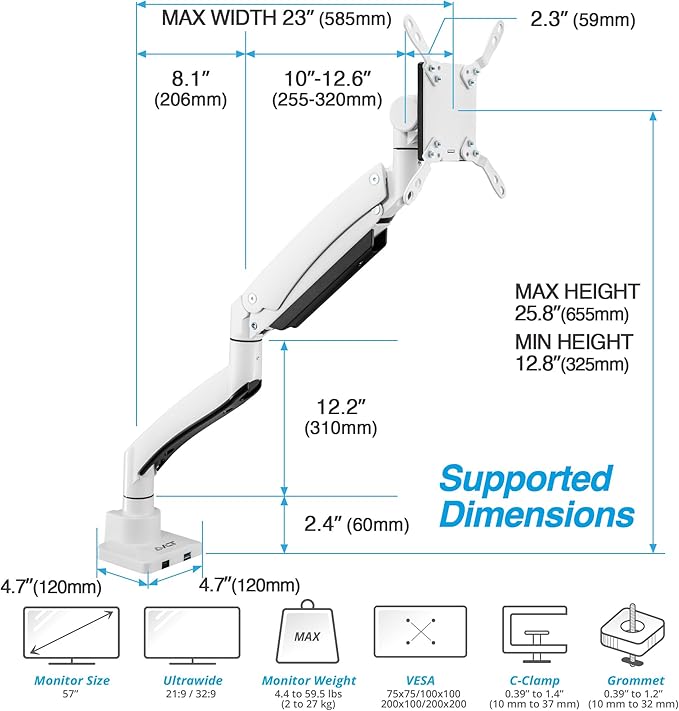 AVLT Single 17"-57" Super Ultrawide Monitor Arm