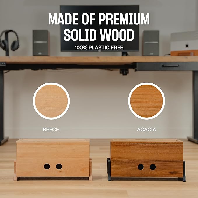 Extra Large Cable Management Box, Wood Cord Hider Box & Organizer