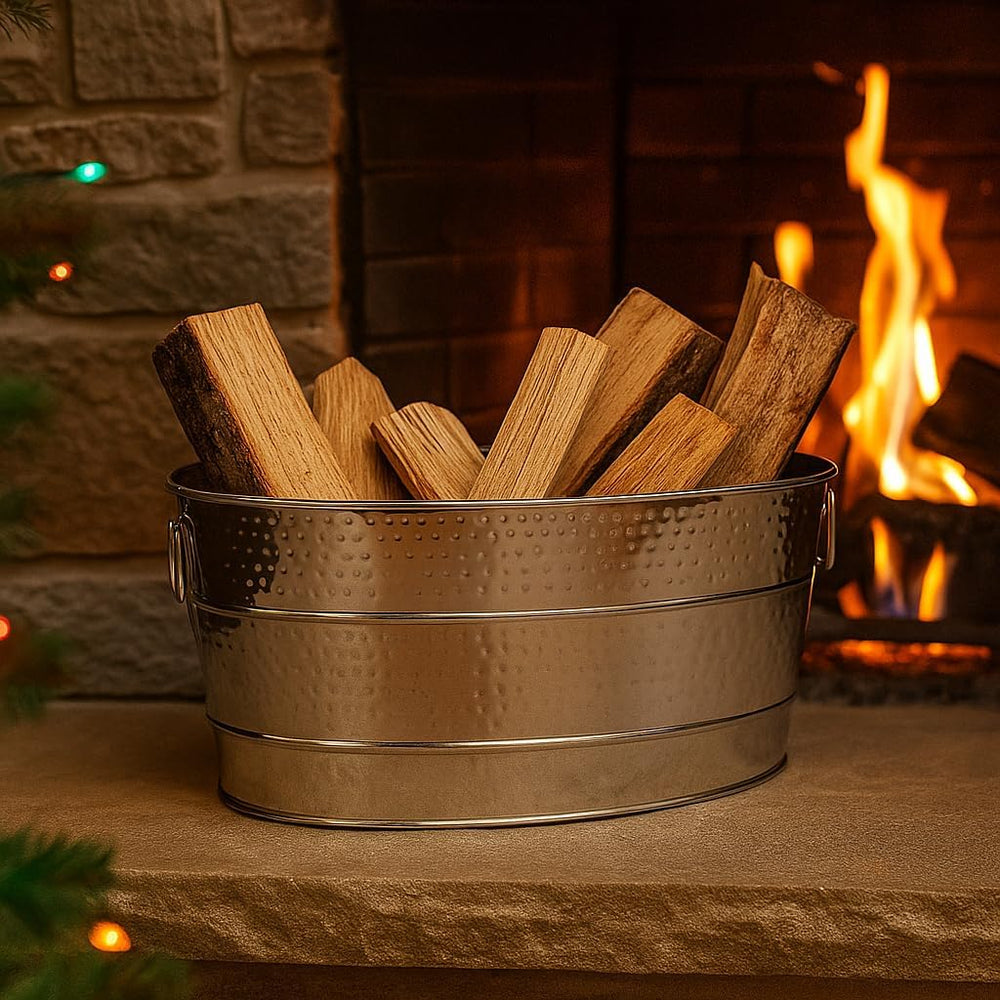 BREKX Stainless Steel Firewood Storage Rack Log Holder, 25-Quart