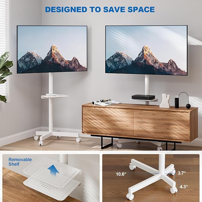 HOLMAXD Mobile TV Stand for 23-65 Inch LCD LED Flat/Curved Panel Screen TVs