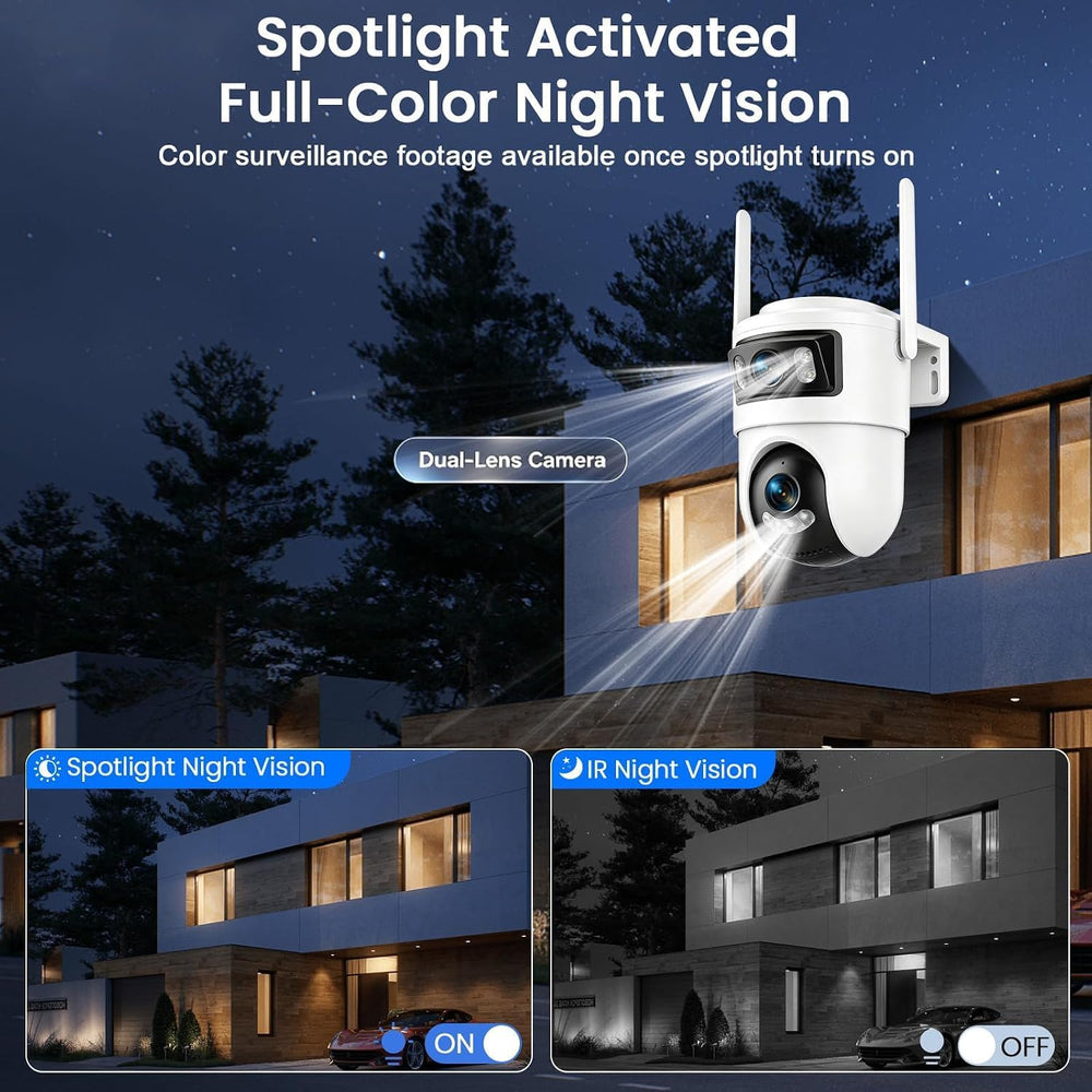 Dual-Lens Security Camera Wireless Outdoor 6MP HD WiFi Connection