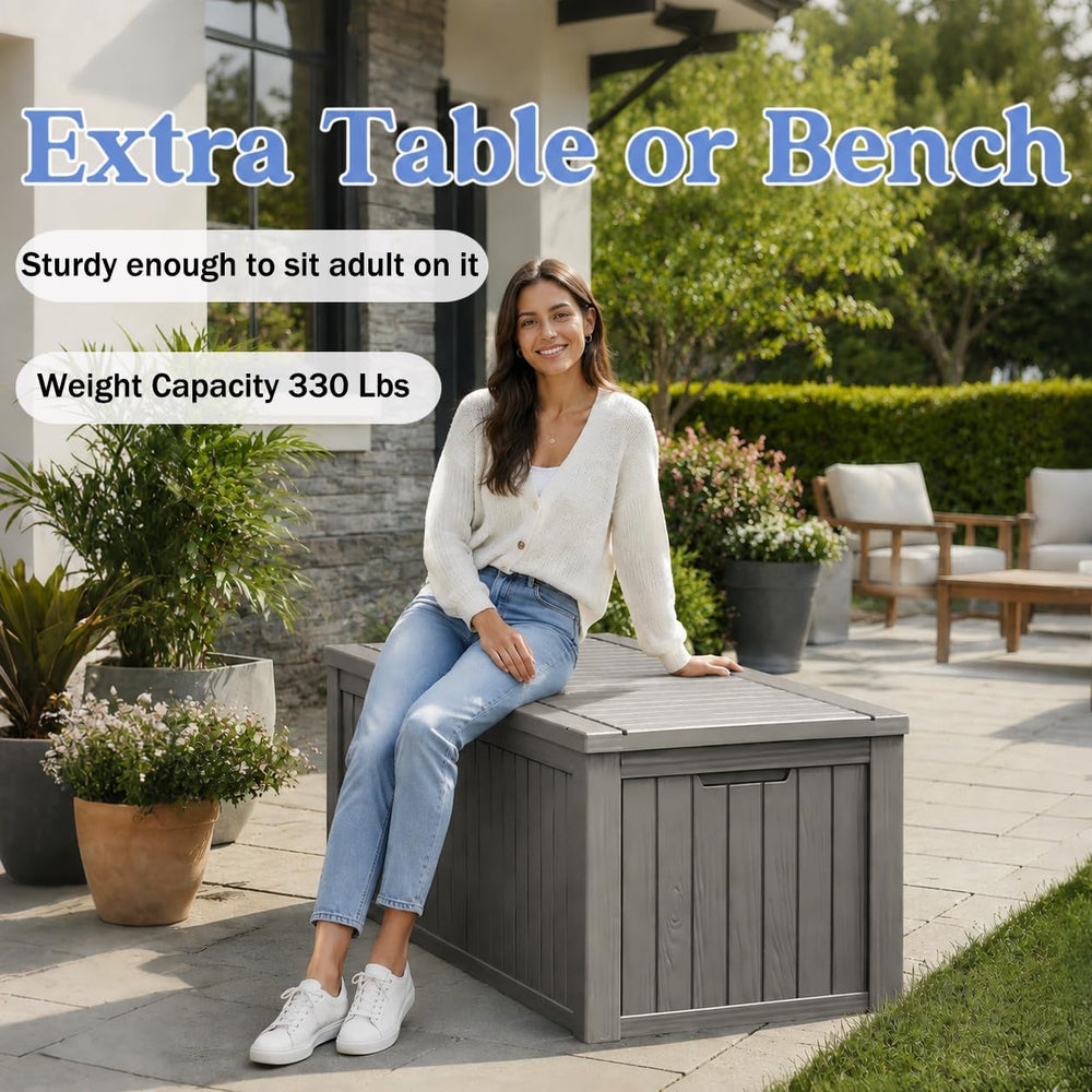 Outdoor Deck Storage Box,Waterproof,Grey,220 Gallon