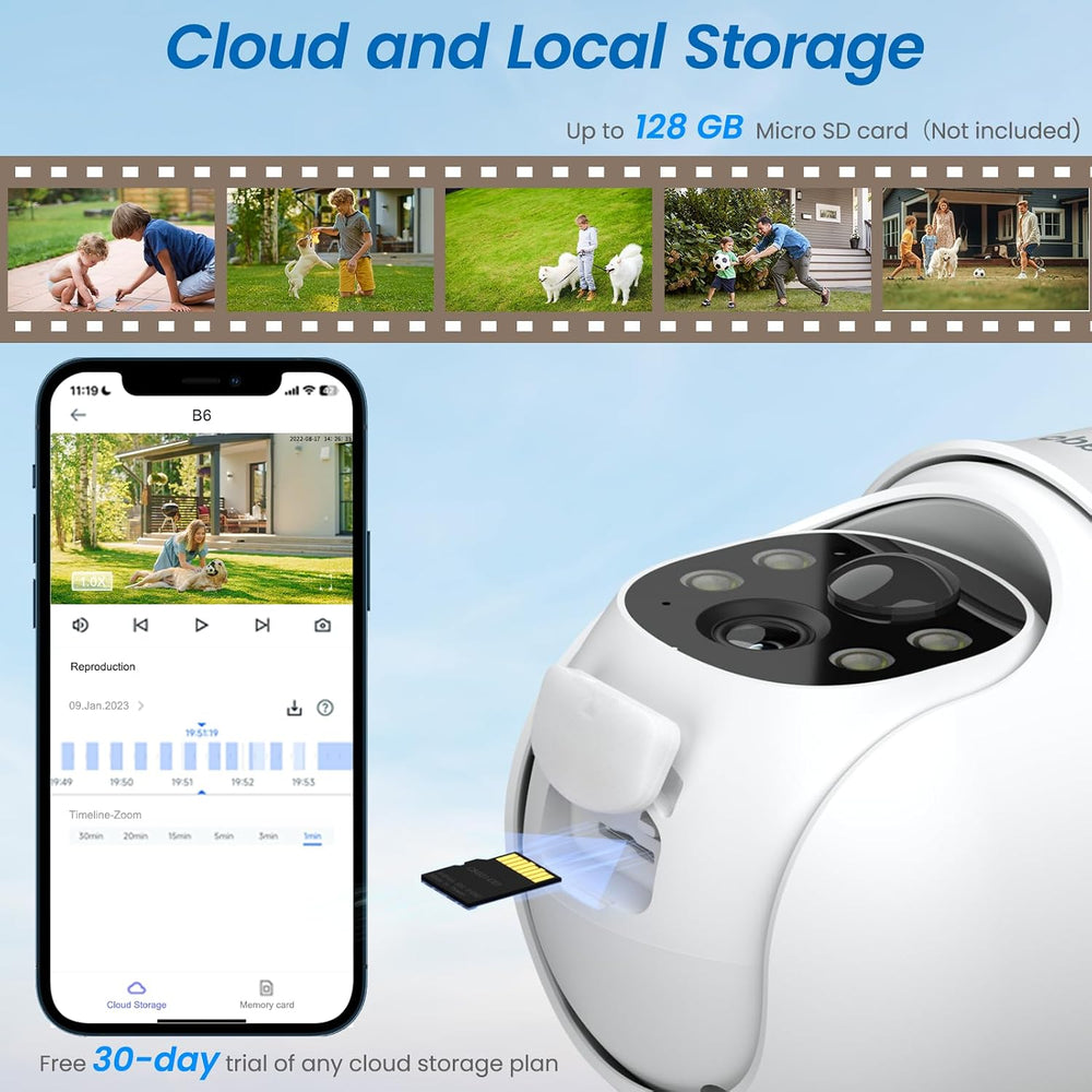 Cinnado 2K Outdoor Cameras for Home Security Solar Powered White B6 4 Pack