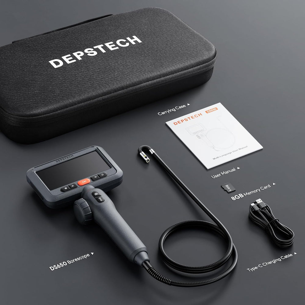 DEPSTECH Dual Lens Articulating Borescope, Endoscope Camera with Light 5FT