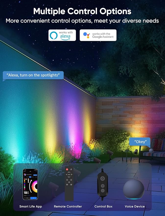 APPECK Smart Landscape Lighting Kit 36W, RGBCW Smart Landscape Lights 6 Pack