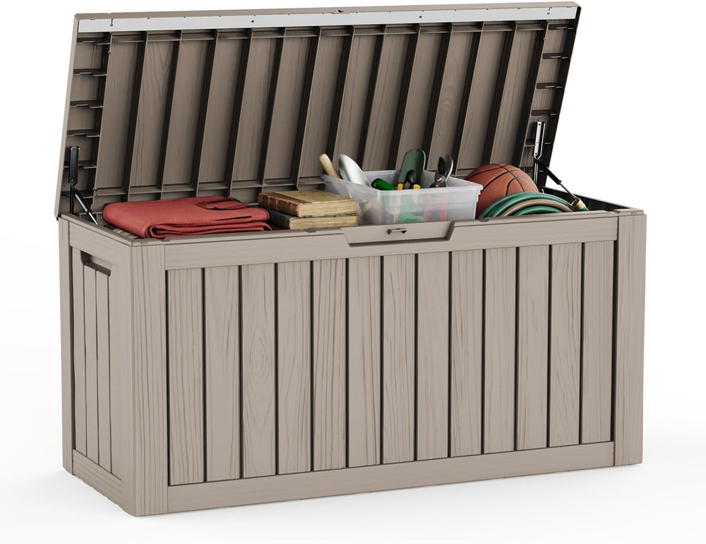 80 Gallon Deck Box, Waterproof Resin Outdoor Storage Box Lockable for Patio F...