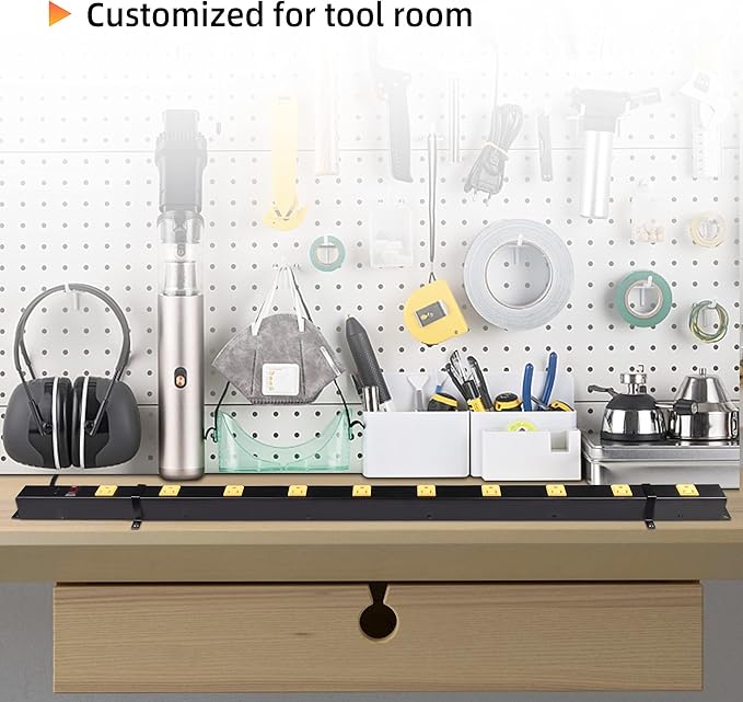 10 Outlet Long Power Strip Surge Protector, Heavy Duty Industrial Metal Power