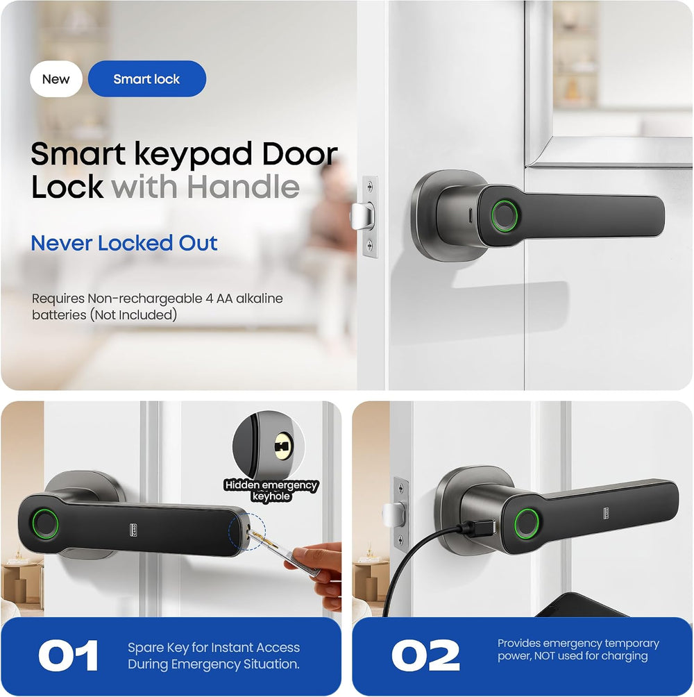 Keyless Entry Door Lock with Keypad, Smart Electronic Door Knob for Bedroom