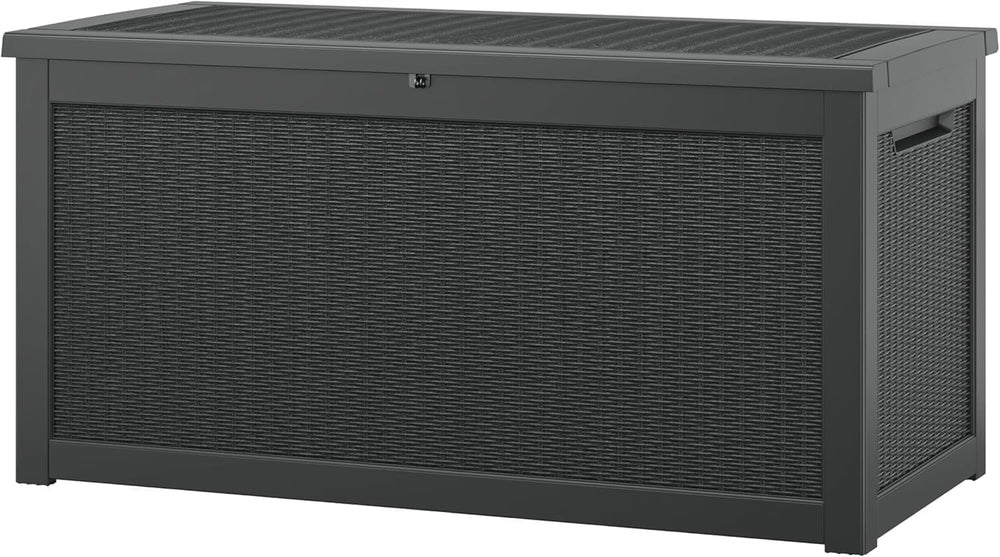 NUNU LAB 320 Gallon Deck Box, Outdoor Storage Box Waterproof Lockable,Black