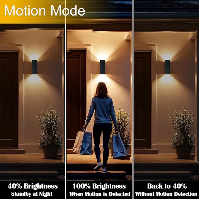 WISELUME Motion Sensor Outdoor Wall Lights, Dusk to Dawn Porch & Patio Sc...
