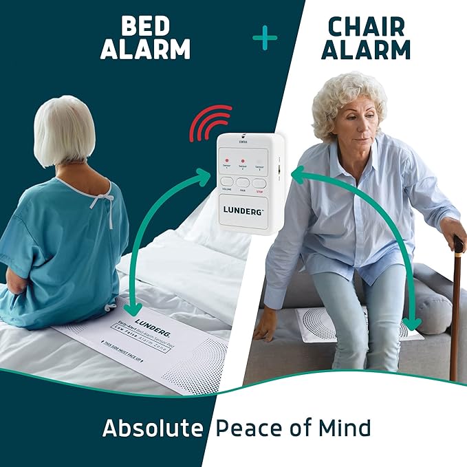 Lunderg Bed Alarm for Elderly Adults & Chair Alarm Set