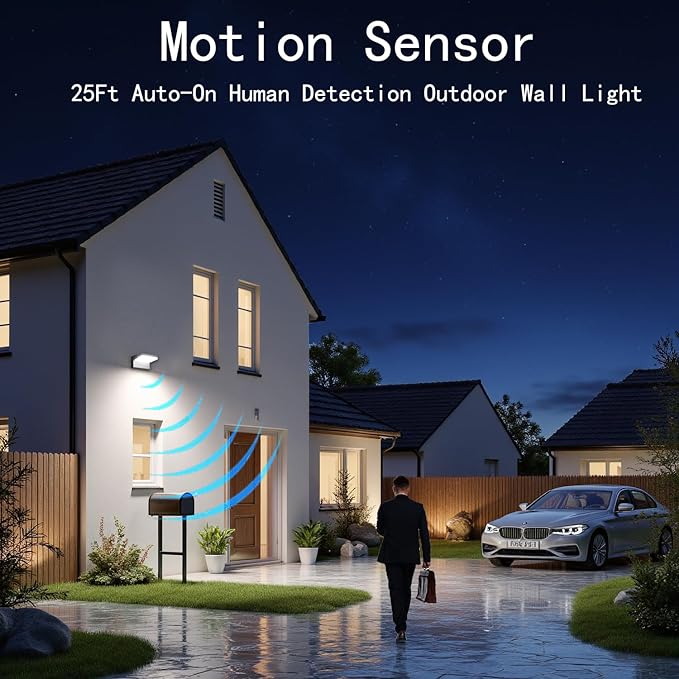 WISELUME 60W LED Outdoor Wall Light – 360° Adjustable Head, Motion Sensor