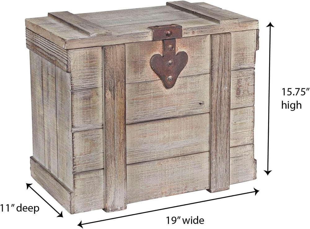 Household Essentials Small Antiqued Decorative Trunk, Gray Finish